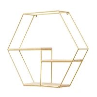 creative nordic style hexagonal hive storage rack wrought iron double layer wall shelf bedroom living room wall hanging ornament