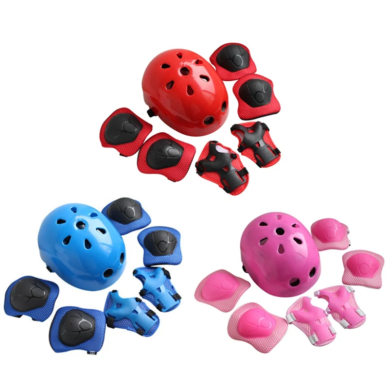 

Комплект детских велосипедных шлемов, 7 шт., налокотники для защиты головы, профессиональные Шлемы для велосипедных видов спорта