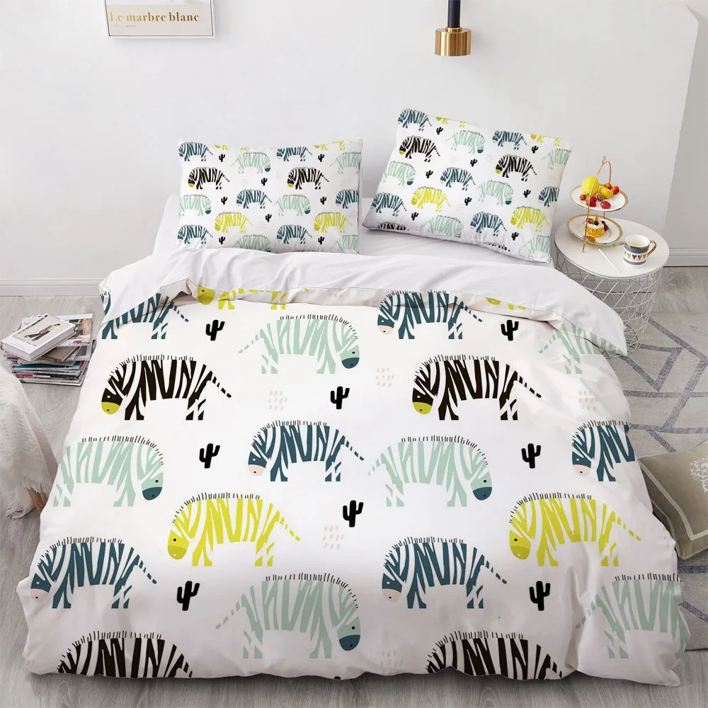 

Stripes Bedclothes 3D Custom Design White Quilt Cover Sets Marbling Bed Linen Pillow Cases 200*230cm Full Twin Double King Size