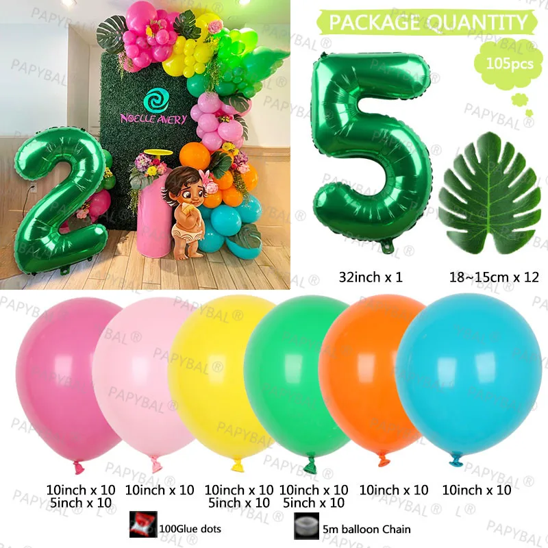 1set Disney Moana Balloons Garland Arch Kit Wild 1 Birthday Latex Foil Balloons 5/10/18inch Party Decors Globos Supplies Gifts images - 6