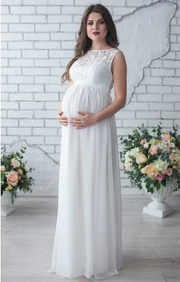 

2021 Chiffon Dress spring and summer pregnant woman skirt lace sleeveless vest LONG DRESS pregnant woman dress