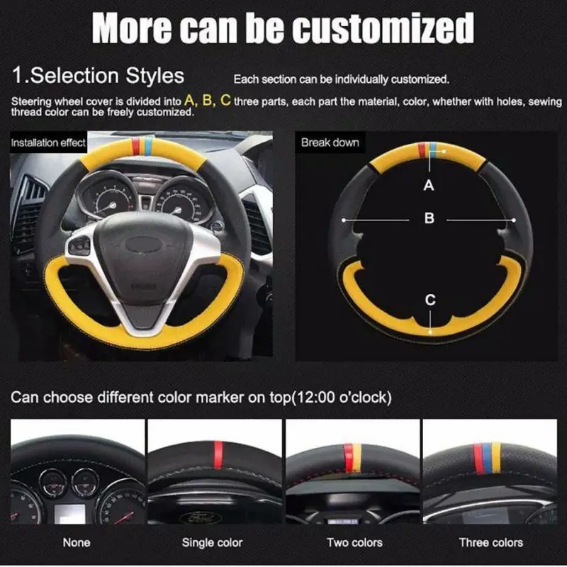 

Free Customized PU Steering Wheel Stitch on Wrap Cover For BMW Mini Coupe