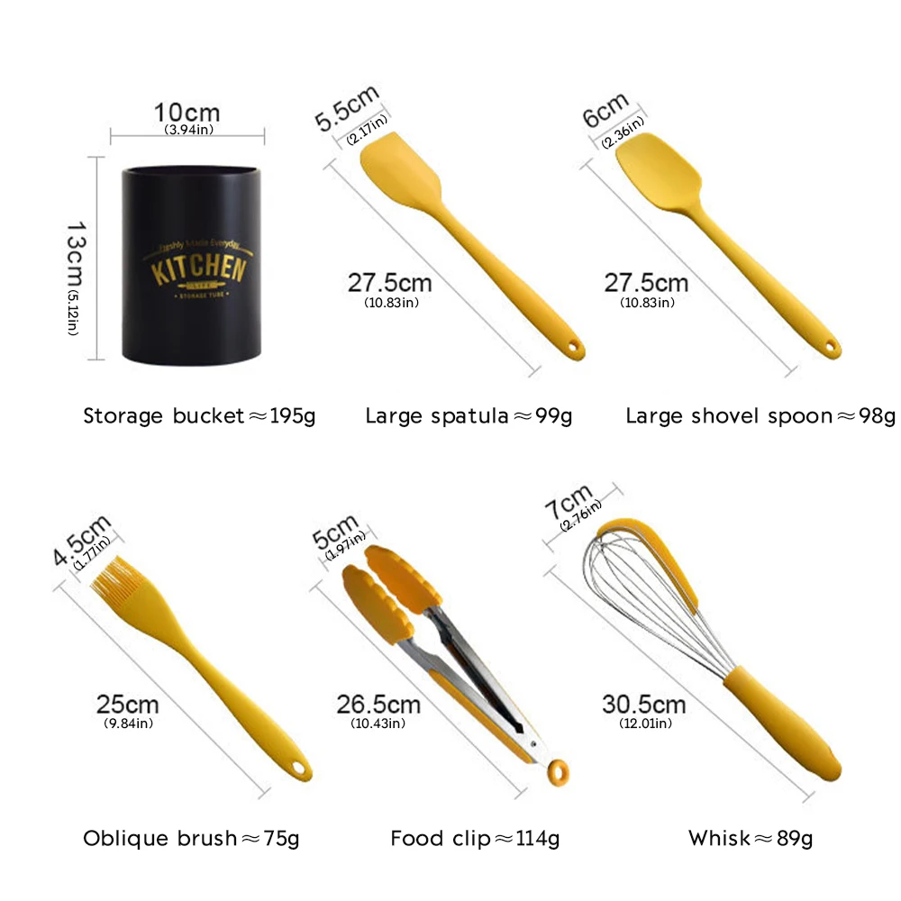 

8Pcs Silicone Cutlery Set With Storage Box Non-Stick Cookware Cooking Tools Spatula Spoon Spoon Whisk Kitchen Kitchenware Set