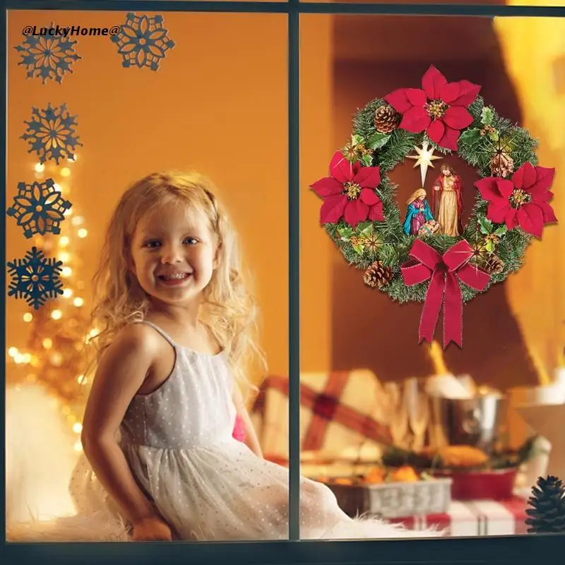 Рождественский венок со светодиодной подсветкой Новогодний на батарейках