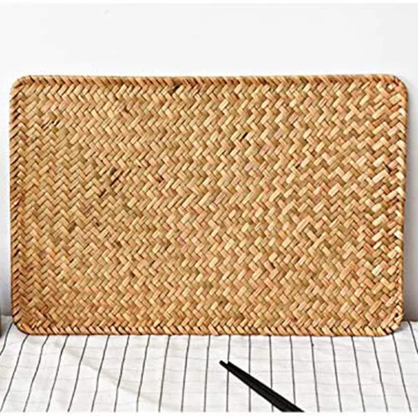 

Pack of 8, Natural Seagrass Place Mat, 17.7 x 11.8inch, Hand-Woven Rectangular Placemats Home Holiday Table Decoration