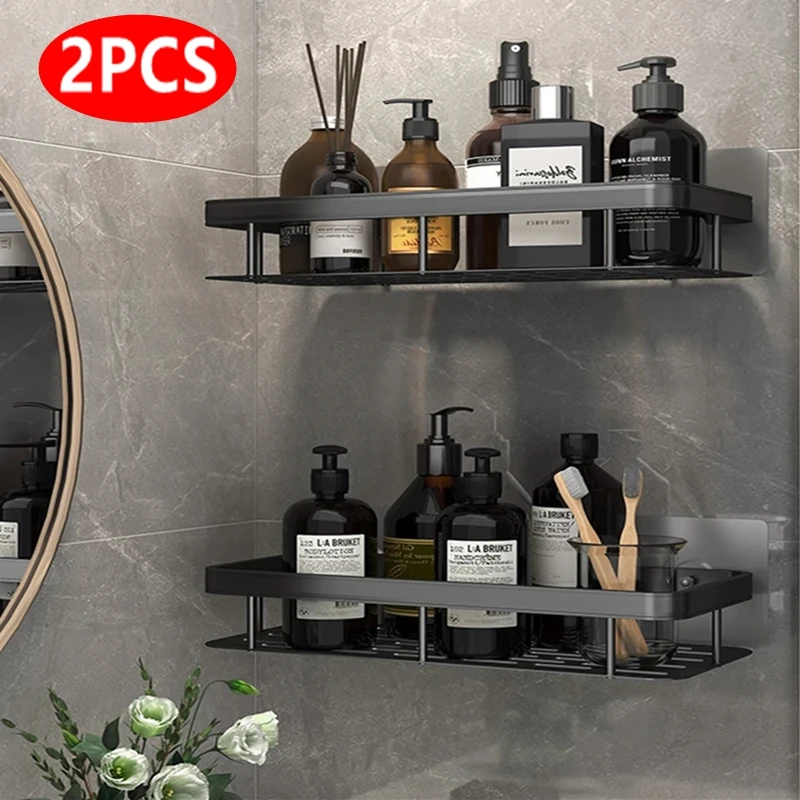 

1/2pcs Punch-free Bathroom Shelf No-drill Corner Shelves Shower Organizer Storage Rack Holder Bathroom Accessories