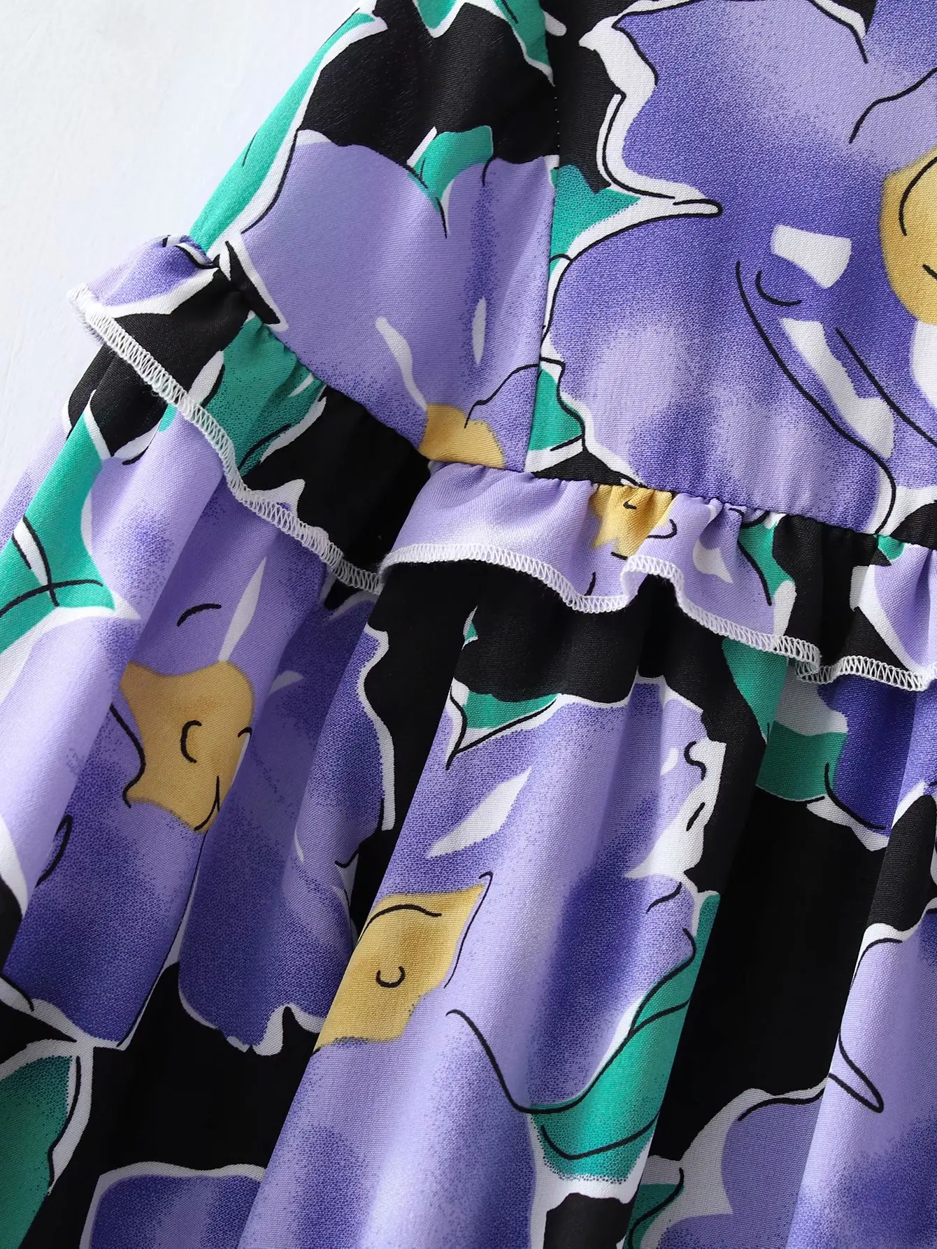 

2021 Summer New Fashion Tide Round Neck Elastic Waist Puff Sleeve Printing Loose Fashion Elegant Mini Casual Dress Women