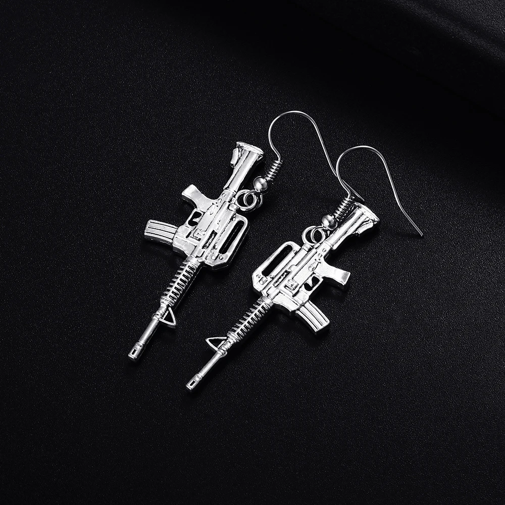 Модные Винтажные висячие серьги в форме винтовки пистолета антикварные