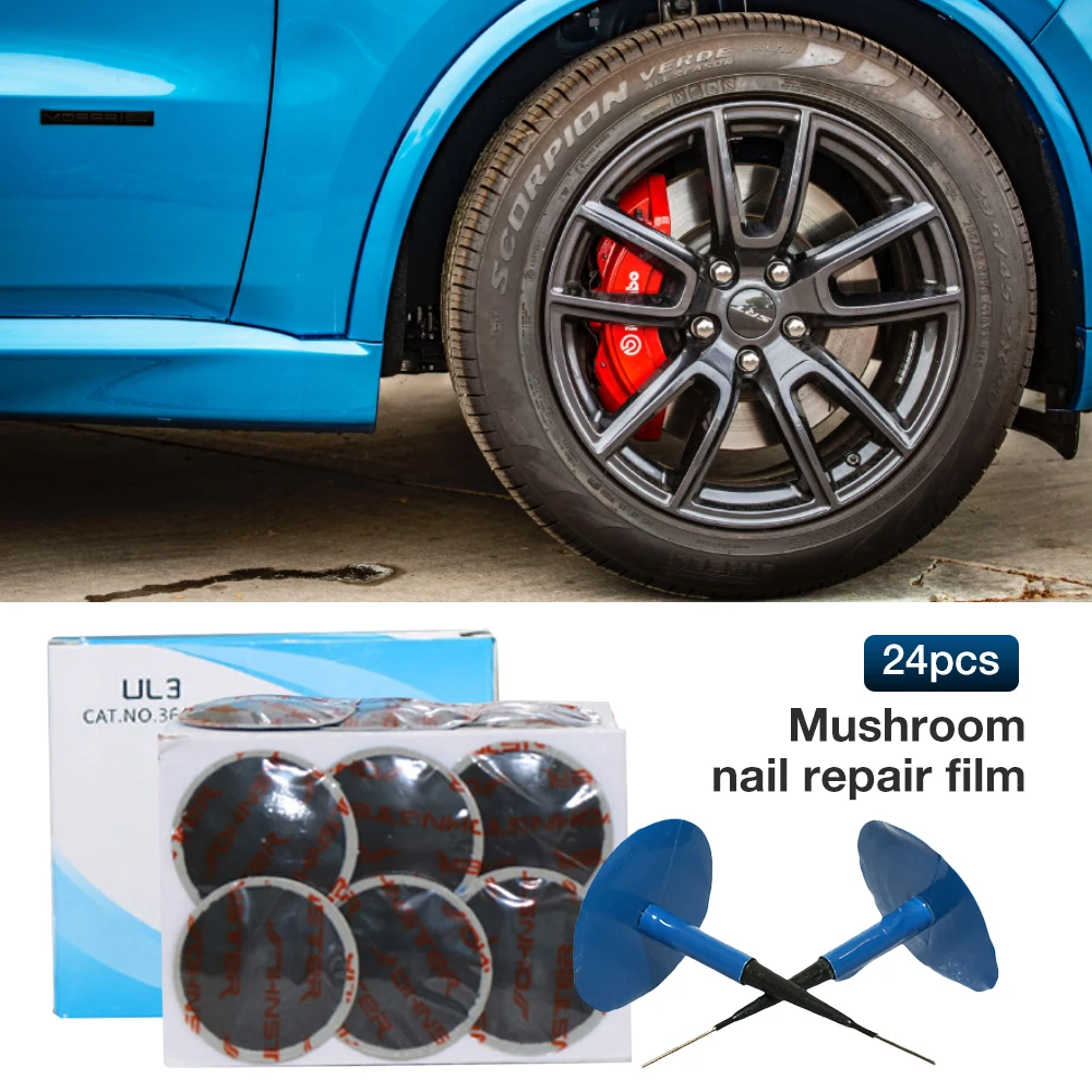 

24pcs/36x4mm Steel Needle Car Cold Tire Film Mushroom Nail Repair Wheel Film Car Universal Repair Accessories Tools