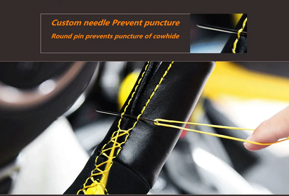 DIY Motion paragraph Genuine leather Hand-Stitched Car steering wheel cover For Chevrolet camaro- Car accessories