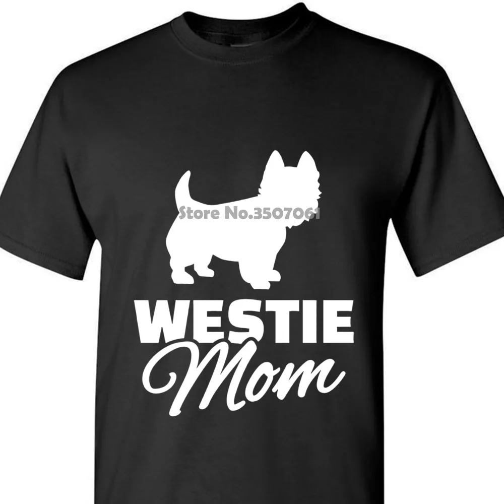 Женская футболка с надписью Westie Mom Сезон лето-зима Забавные хлопковые