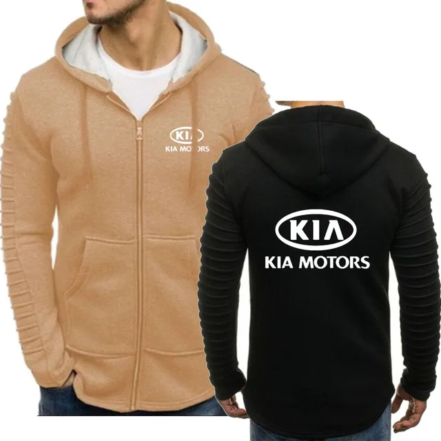 

NEW for KIA Car Logo Printed Casual Sweatshirt Spring Autumn Fleece Cotton Zipper Hoodies Harajuku Fashion Male Clothing