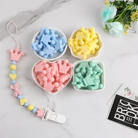 kovict 10pcs crown silicone beads baby teething toys food grade silicone diy pacifier chain pendant accessories baby teethers
