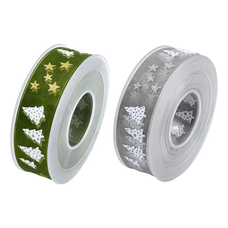 

X5XD DIY Christmas Decoration Christmas Tree Star Ribbon Grosgrain Ribbon For Craft Supplies Sewing Accessories 25mm Width