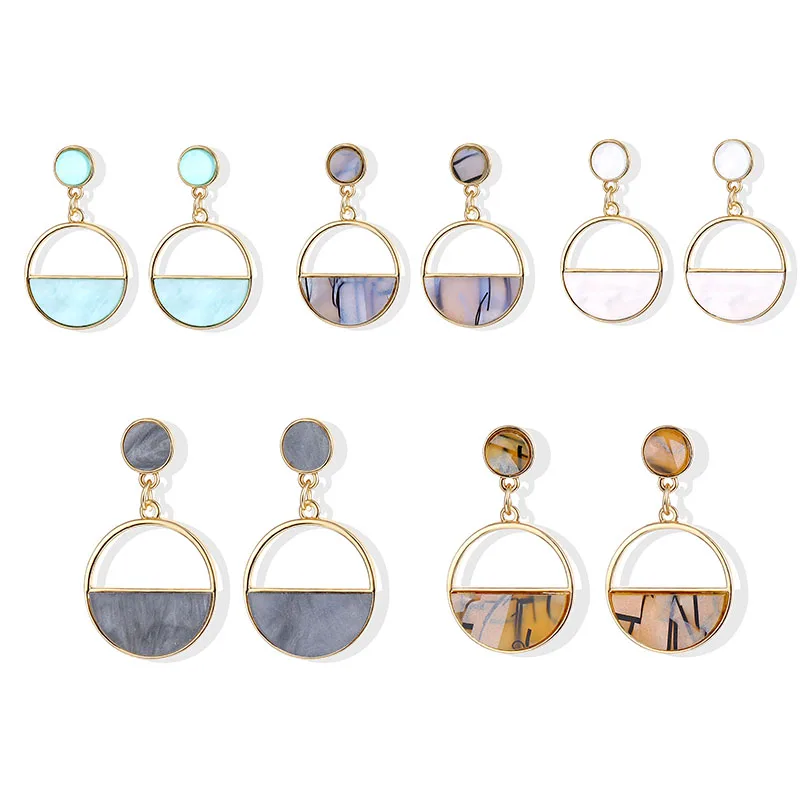 EN 2020 новые женские серьги цветные металлические простые Очаровательные Полые