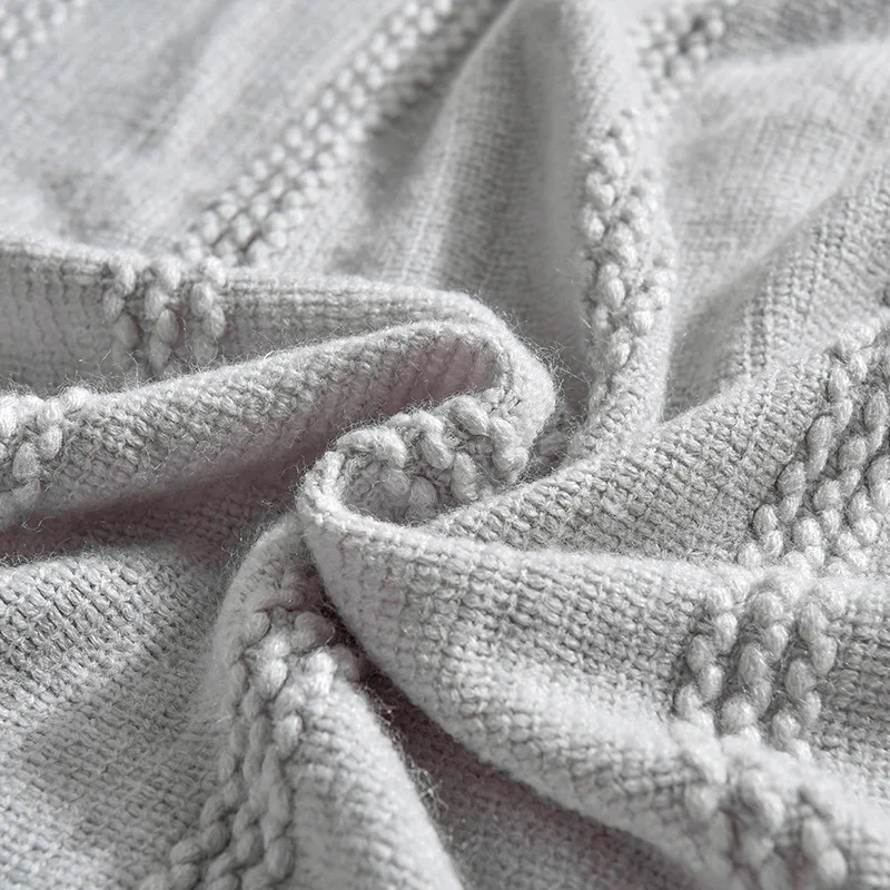 Однотонное покрывало с кисточками для дивана белое серое желтое летнее кровати