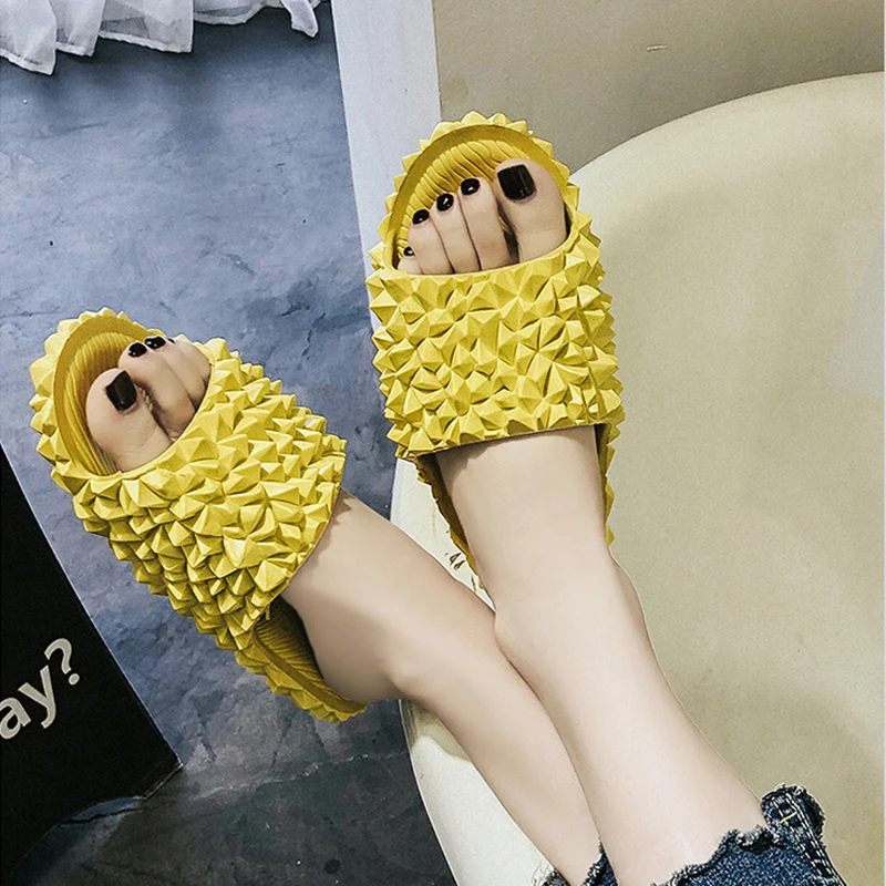 Шлепанцы женские с фруктами плоская подошва повседневные сандалии Пляжная