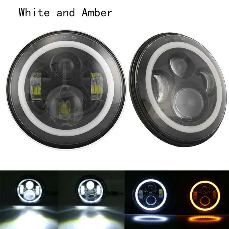 

2PCS 40W 7inch LED Headlight with White DRL Amber Turn Signal for Jeep Wrangler JK TJ CJ LJ Hummer H1&H2 Car Accessories