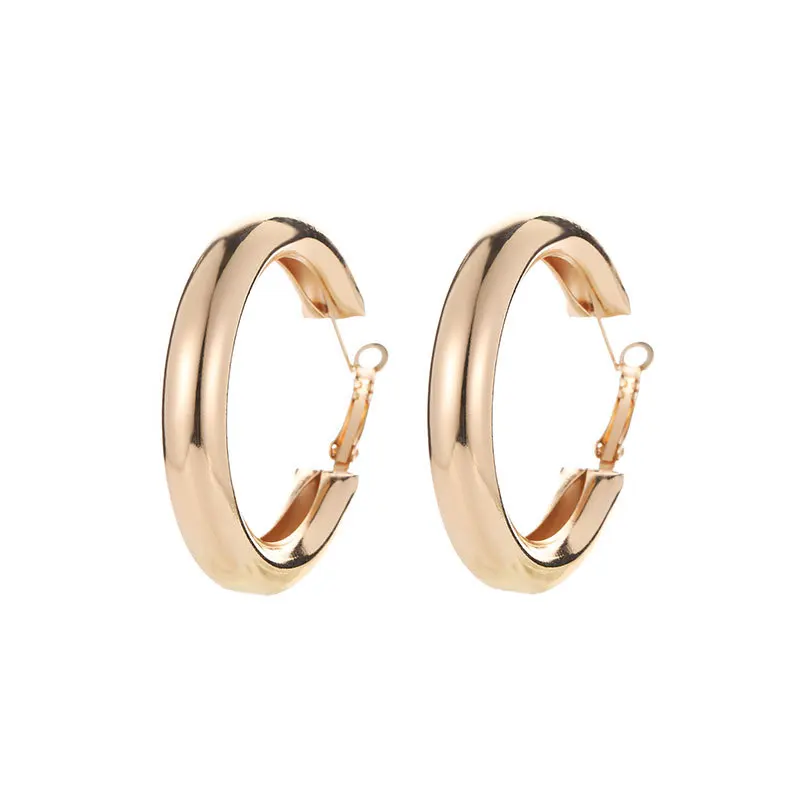 

New fashion beautiful simple metal round ring earrings punk gold hoop charms Women's jewelery harajuku aesthetic accessories