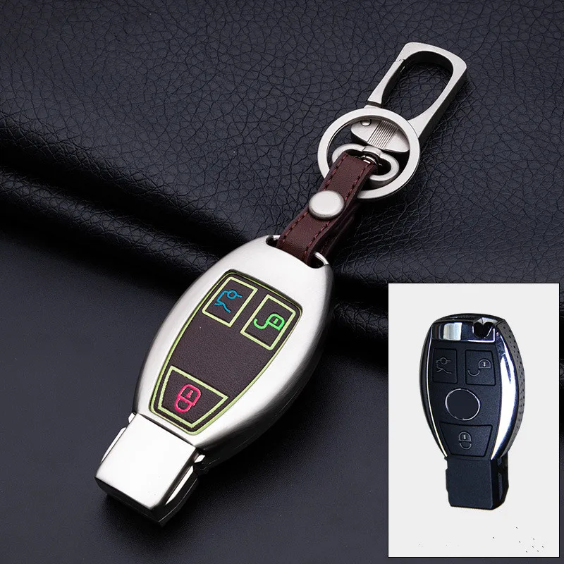 

Alloy leahter Car Key Bag Case Cover Key Holder Chain For Mercedes for Benz AMG W203 W210 W211 W124 W202 W204 W205 W212 W176
