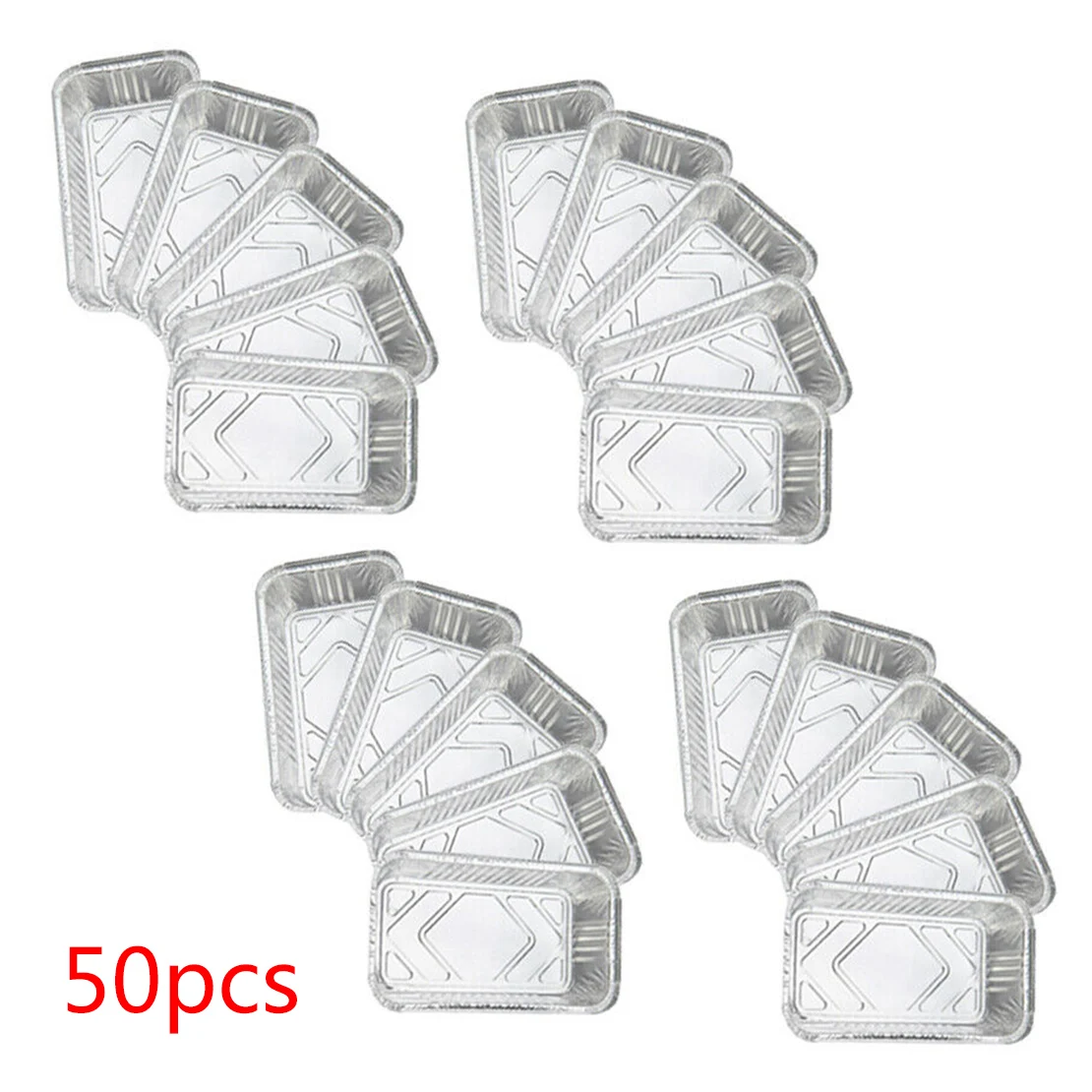 

50Pcs 850ml Aluminum Foil Grease Drip Pans Trays for BBQ Grill Cooking Holding High Temperature Food Grilling