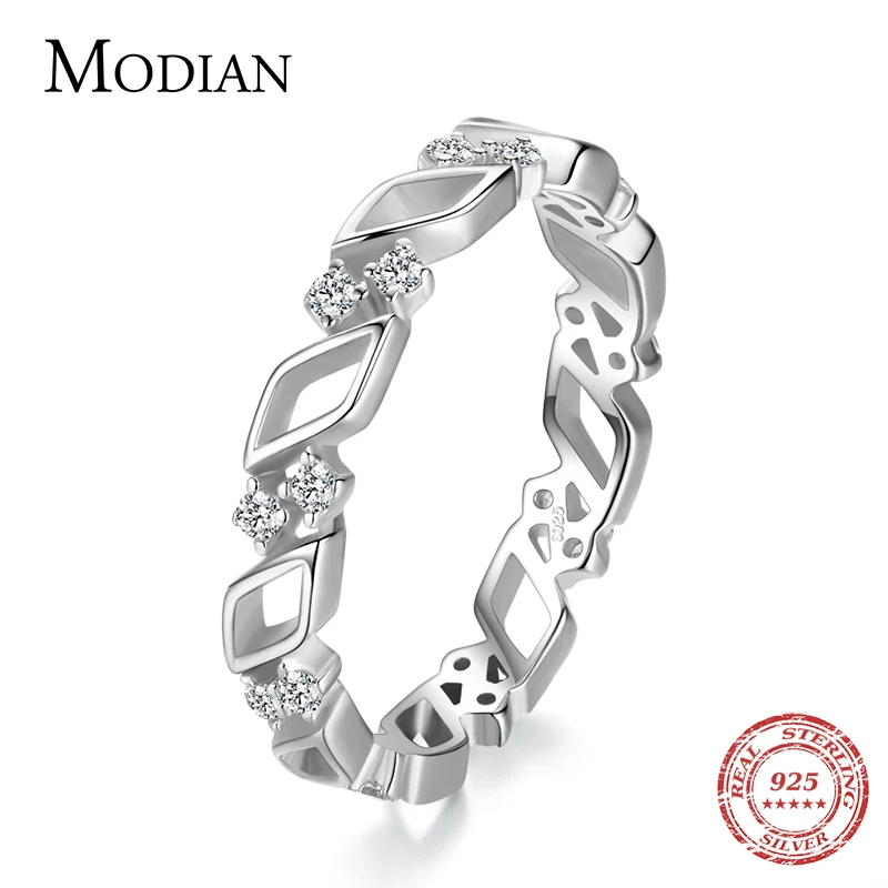 

Modian 2021 New 100% 925 Sterling Silver Irregular Shape Stackable CZ Finger Rings For Women Wedding Statement Jewelry Bijoux