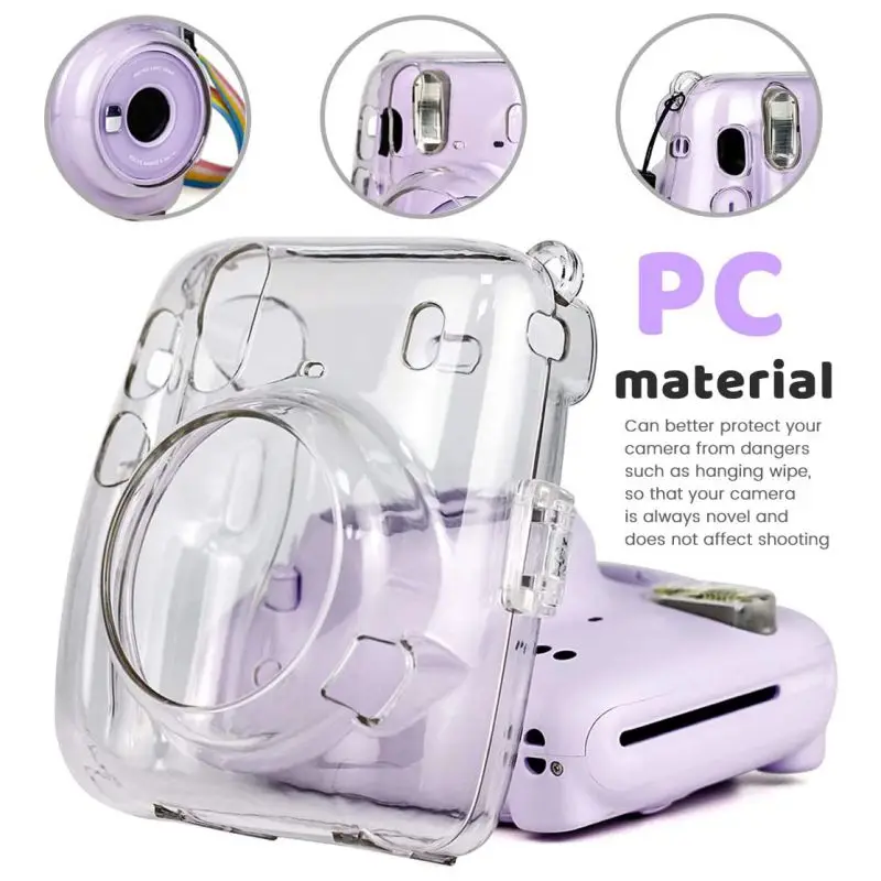 For Fujifilm Instax Mini 11 Cameras Crystal Protective Camera Case Clear With Adjustable Strap | Электроника