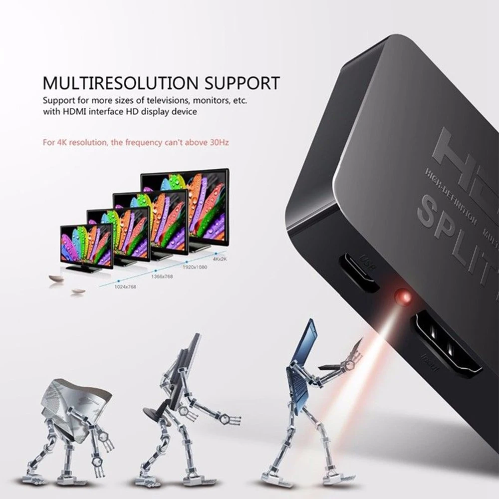 HDMI 1 в 2 Out 1080p 4K 1x2 HDCP 3D сплиттер усилитель сигнала питания аудио видео дистрибьютор