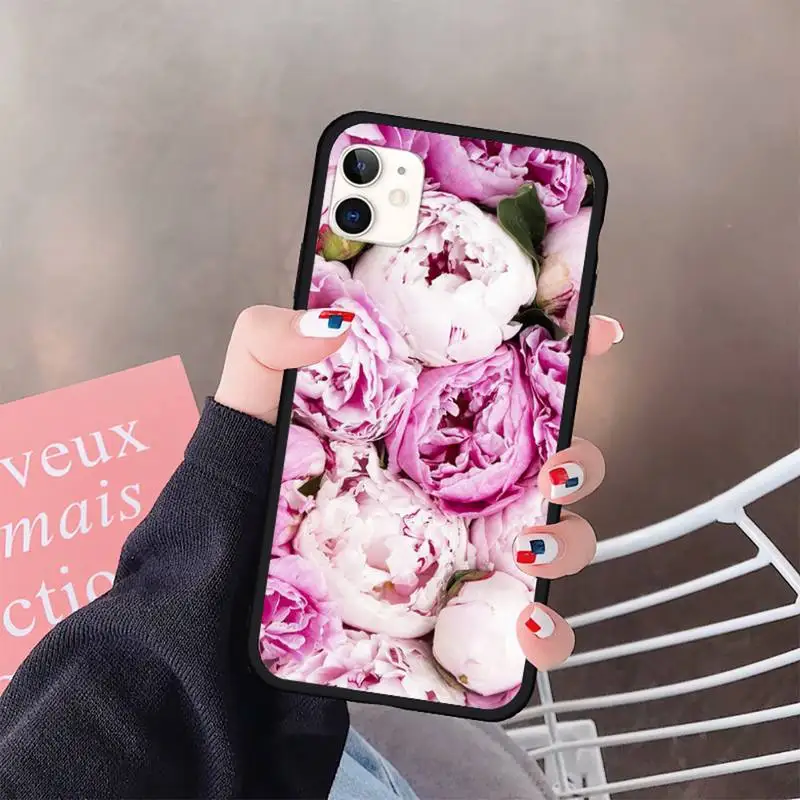 

Pink Purple Peony Flower On the Vase Phone Case for iPhone 11 12 pro XS MAX 8 7 6 6S Plus X 5S SE 2020 XR