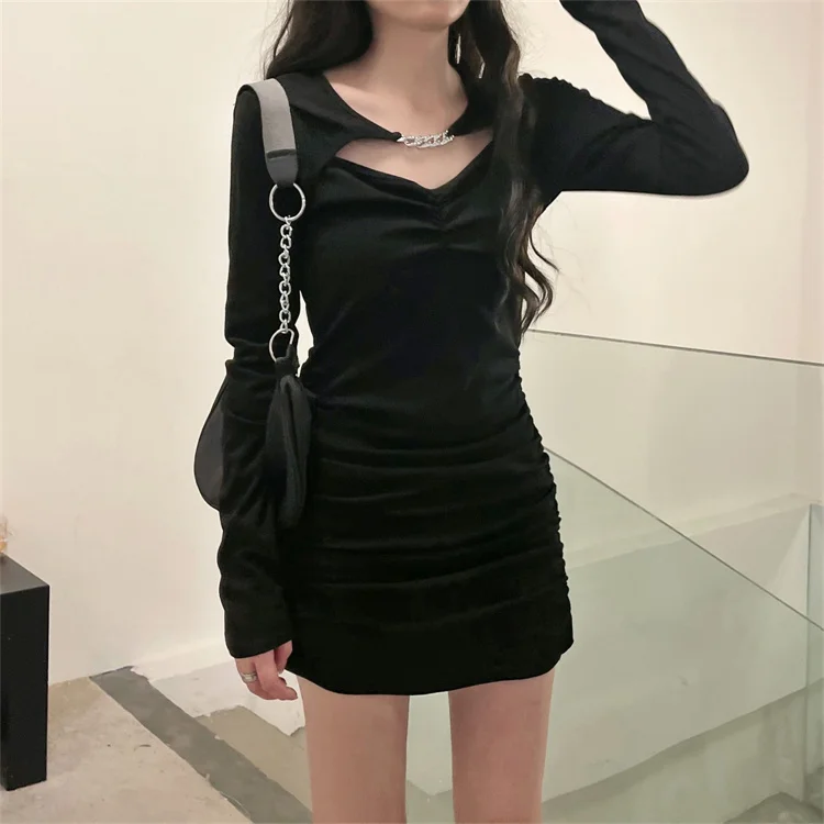 

Real-shot Pleated Hip Skirt for Women Spring and Autumn