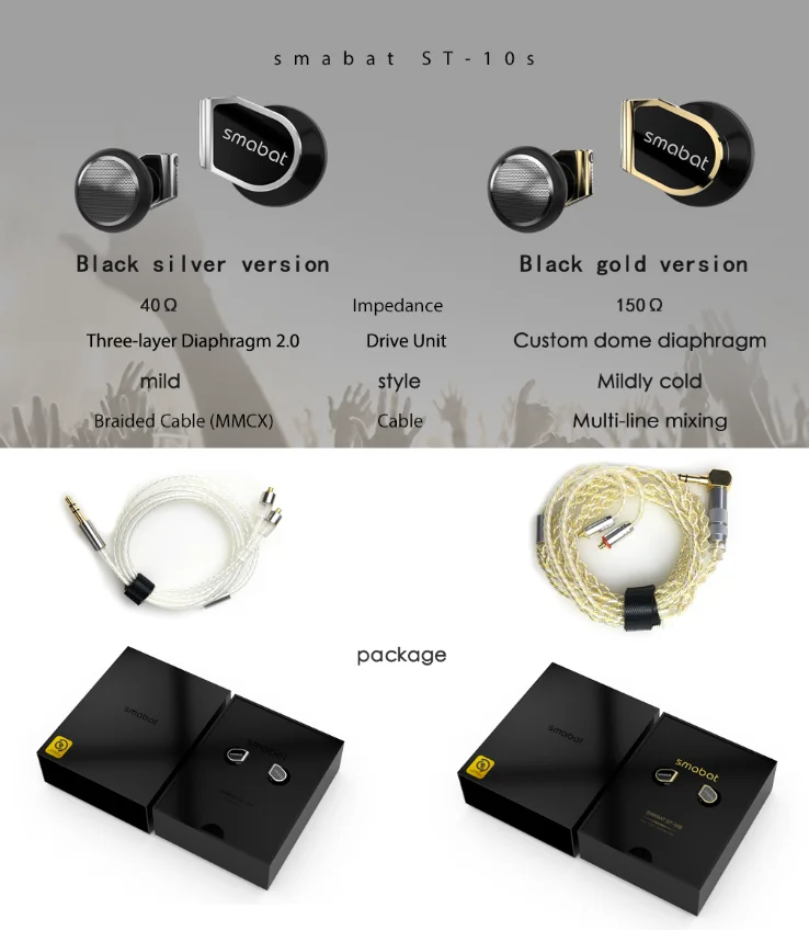 

Smabat ST10/ST10s EarHook Earbud High Impedance Metal Earphones 14.2mm Dynamic Driver Earbud With Detachable MMCX Cable ST10 M1