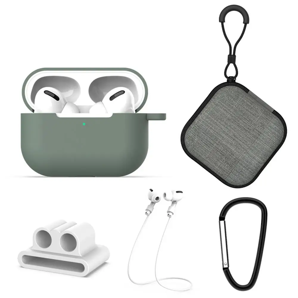 5IN1 силиконовый защитный чехол для наушников коробка AirPods Pro сумка хранения Анти