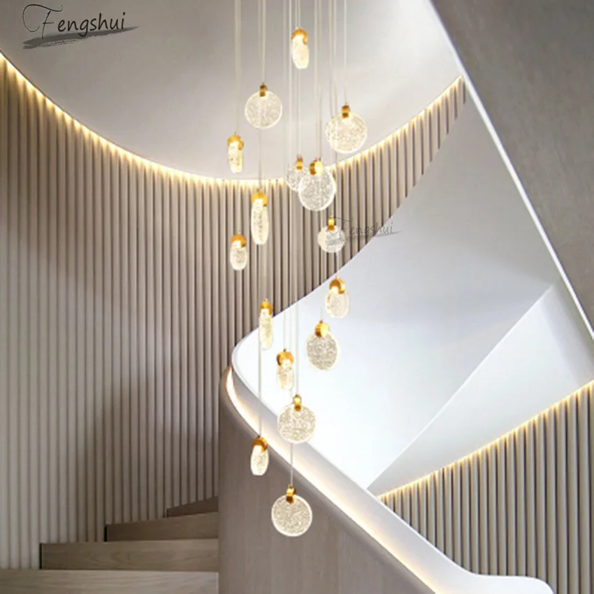 

Nordic LED Light Luxury Crystal Lamp Hotel Loft Duplex Chandelier Modern Dining Living Room Staircase Lights Decor Light Fixture