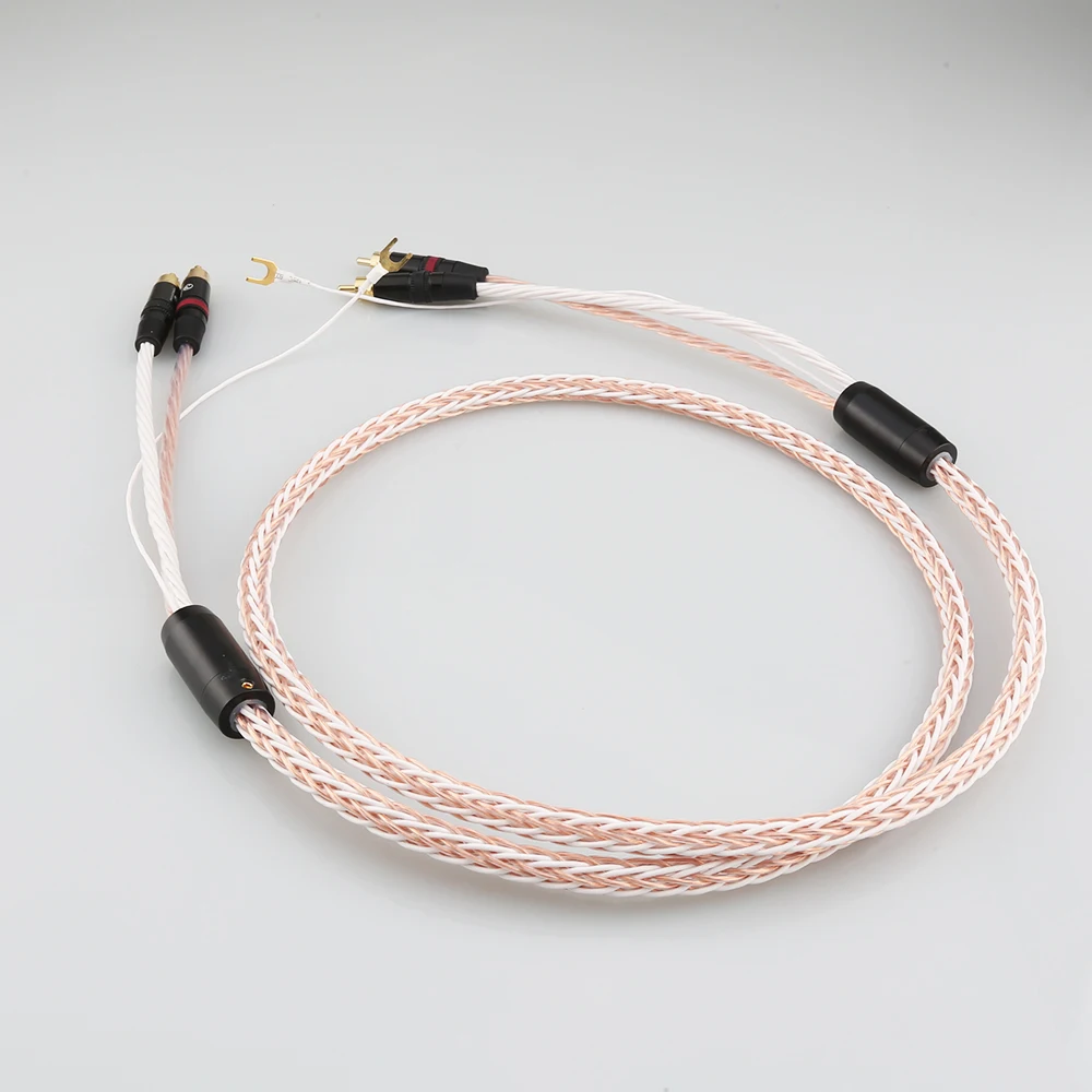 Высокочистый кабель с заземлением OCC 2RCA на Y-образный штекер LP аудиокабель