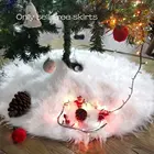Белая плюшевая юбка на рождественскую елку, ворсистый коврик из искусственного меха, напольный коврик, чехол для нового года, Рождества, домашний декор