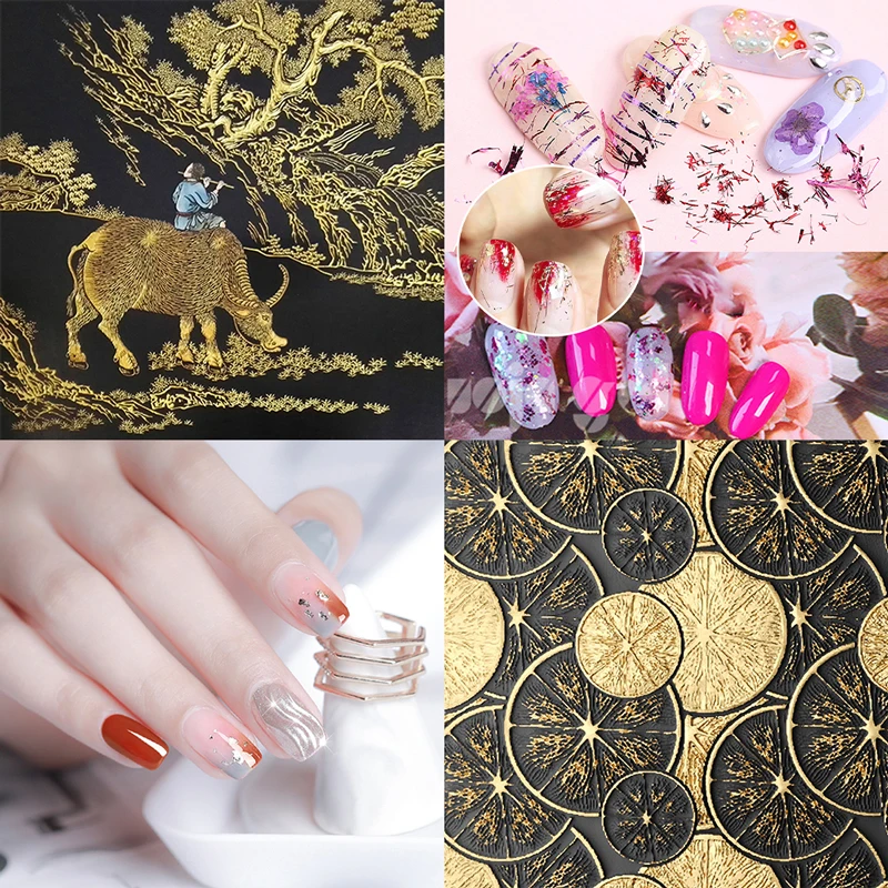 Красочные листы золотых листьев хлопья золотая фольга бумага для художественных