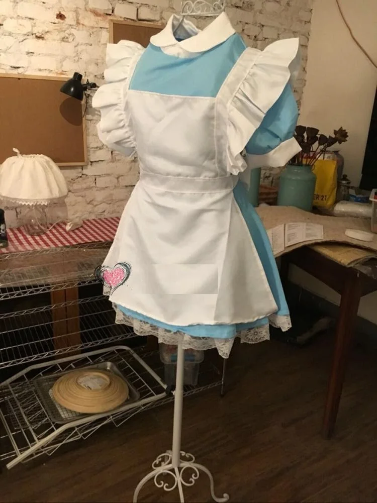 Детская одежда для девочек голубого цвета сексуальный костюм Алисы в стране