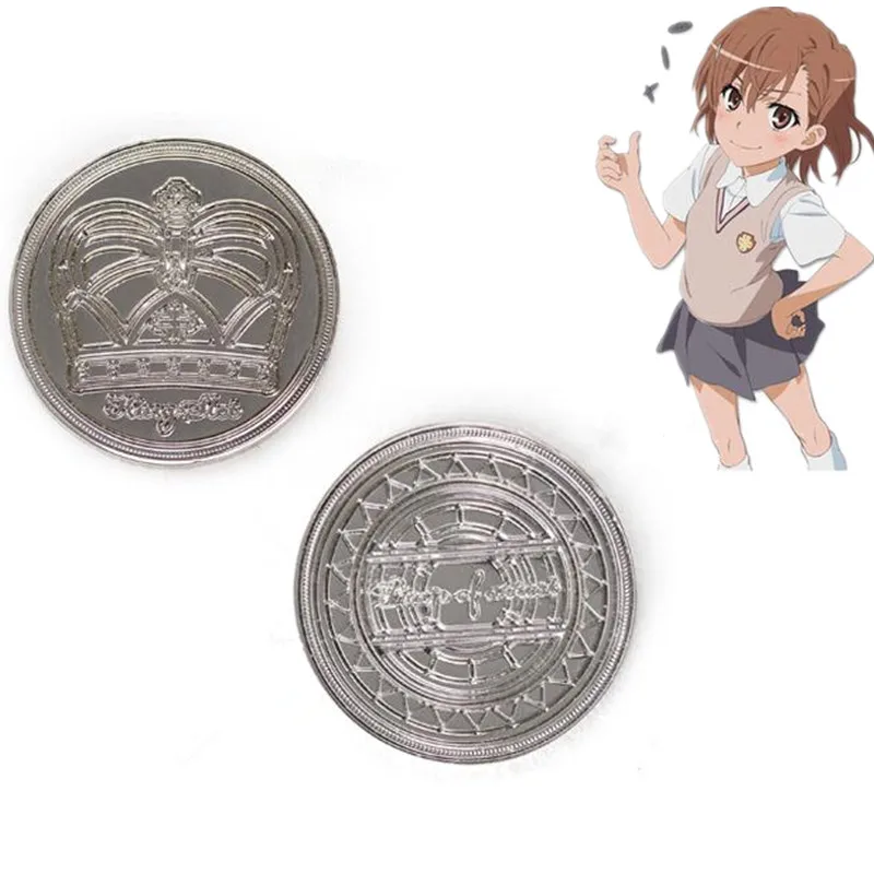 Косплей Монета Misaka Mikoto из аниме Toaru Kagaku no Rail Gun Shirai Kuroko аксессуары|Реквизит для
