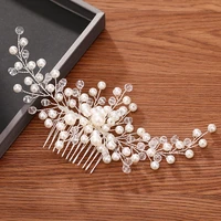 luxury pearl hair comb wedding hair accessories bridal tiara handmade wedding hair comb for women head jewelry bridal headpiece