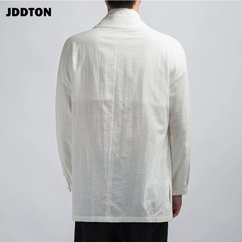 JDDTON весеннее мужское кимоно из хлопка и льна СВОБОДНЫЙ Модный длинный кардиган