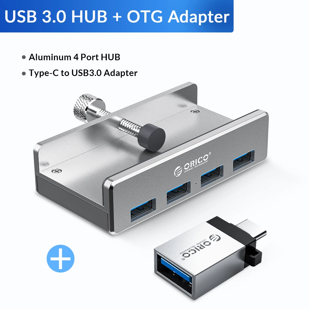 MH4PU OTG Adapter ORICO usb-хаб внешний 4 порта USB разветвитель с микро USB порт питания для ноутбука алюминиевый сплав USB3.0 концентратор с кабелем - Цвет: MH4PU OTG Adapter