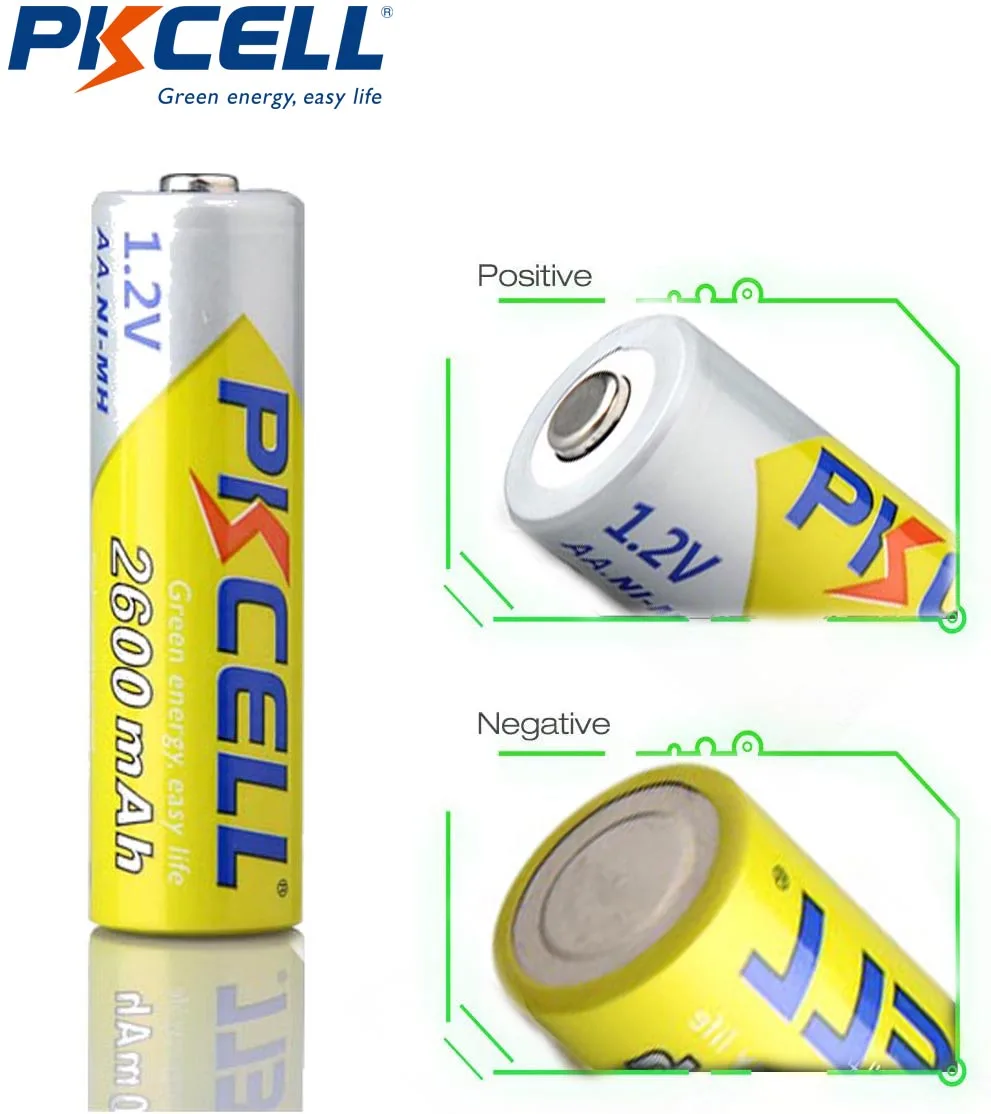 12 шт./лот Pkcell 2600mAh AA Ni MH аккумуляторная батарея 1 2 V NiMh aa батареи с 1000 циклом для