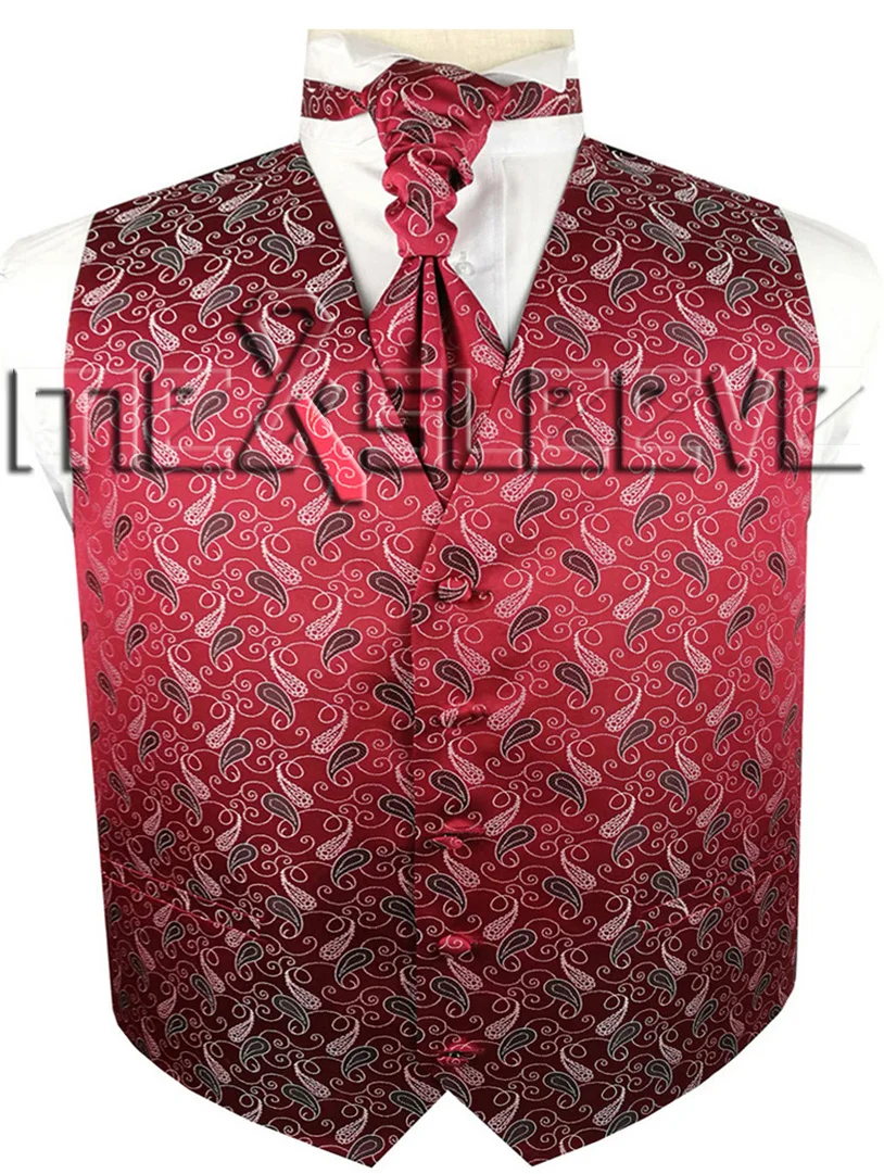 Свадебный мужской Пейсли с смокингом/свадебный жилет набор(жилет+ галстук+ платок
