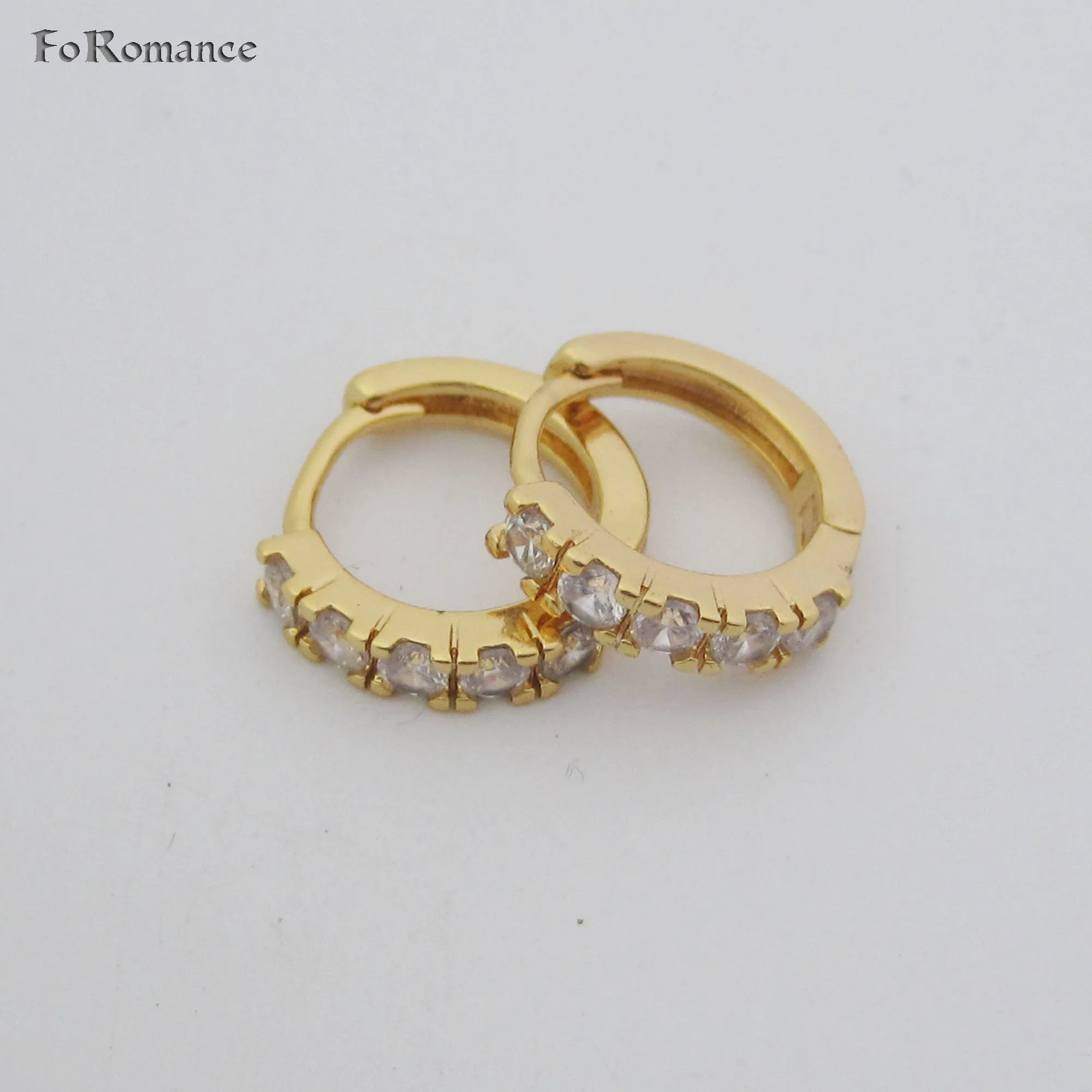 Foromance/серьги кольца с блестящим прозрачным кубическим цирконием диаметром 14 мм 0