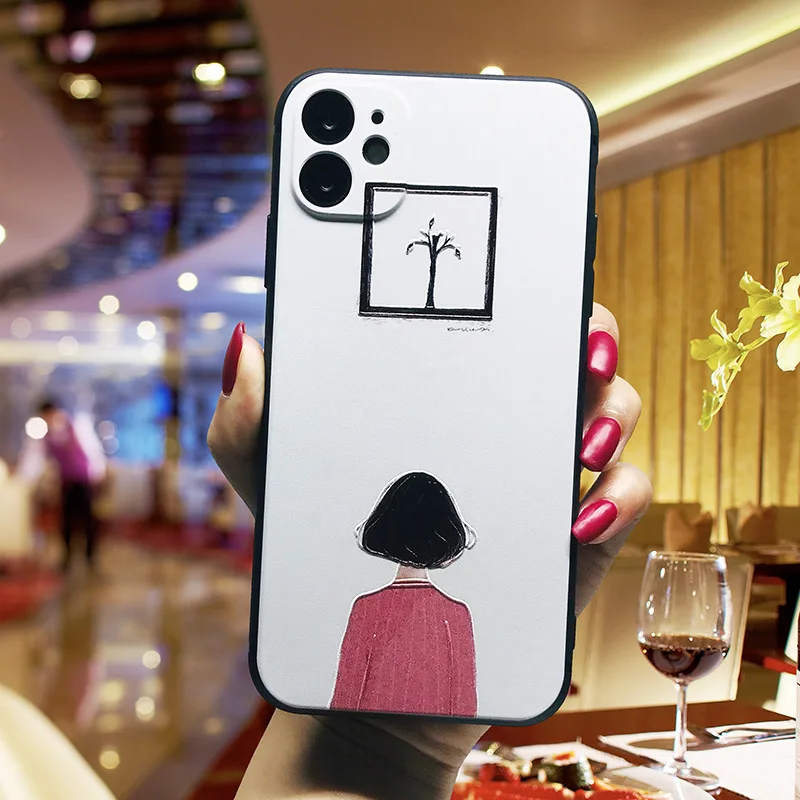 Embossed Silicone Simple Phone Case for IPhone 6 6s 7 8 Plus X XR XS Max Fashion Character Flower Personality 11 | Мобильные