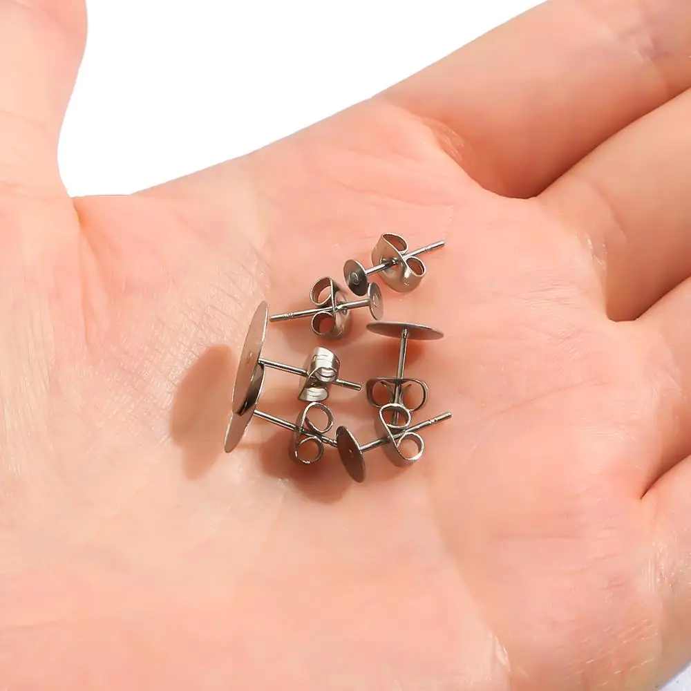 20-100 шт./лот золотые Родиевые нержавеющая сталь пустые серьги шпильки базовые с