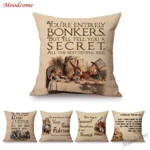 Винтажный декоративный чехол для дивана в стиле Алисы в стране чудес с цитатами и надписью