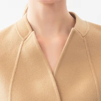 VOA 1475 Micron Fine Small Cashmere Kimono Collar Single Row Dark Buckle Arch Pin Double-Sided Cashmere Coat Woman Tops S653