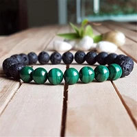 8mm malachite lava stone beads handmade mala bracelet chakra prayer yoga wristband spirituality spiritua religious retro mala