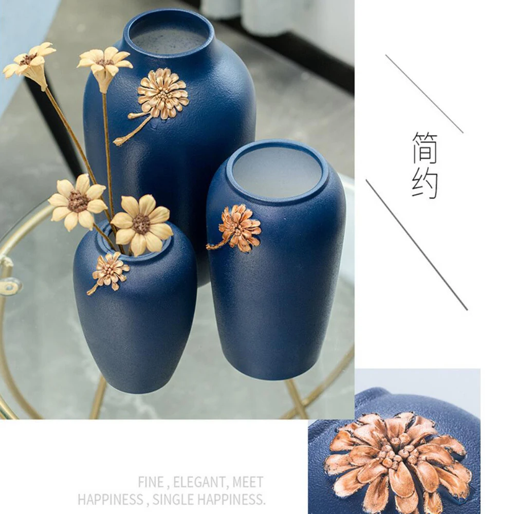 Современная Минималистичная синяя керамическая ваза ins в скандинавском стиле
